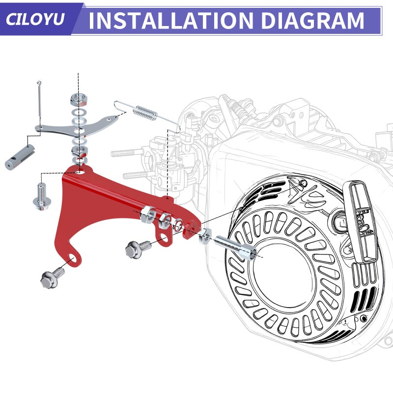 CILOYU Throttle Control Linkage Bracket Kit Compatible with Predator 212 224cc GX160 GX200 Engine Coleman CT200U BT200X CT200U-EX Axis M200 Baja MB200 Mini Bike Go Kart Part Governor Rod Return Spring - Image 3