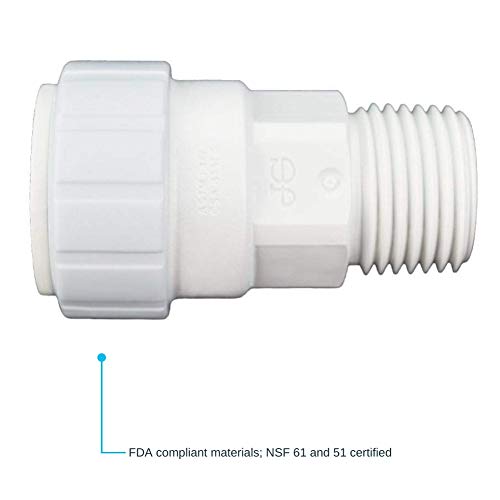 John Guest Speedfit 1/2 Inch CTS x 1/2 Inch NPT Push-fit Male Connector, Push to Connect Plastic Plumbing Fitting, White, PSEI012024P - Image 4