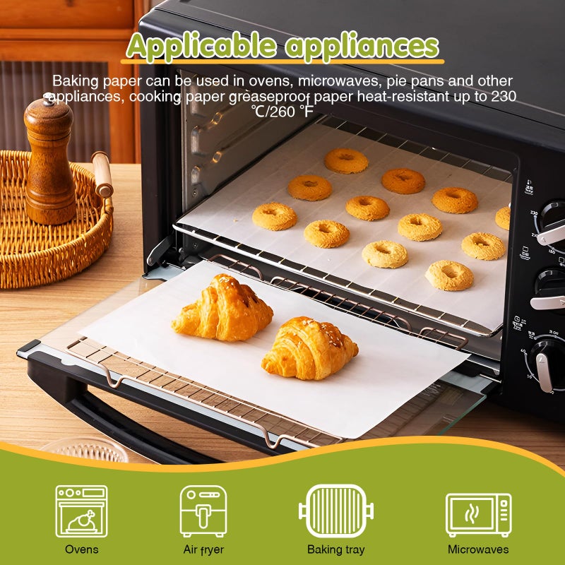Coptiner 50 Sheets 20x30cm Baking Parchment Paper Greaseproof Cooking Sheets White Non-Stick Pre-Cut Liners Fit Oven Tray for Bread/Meat/Cookies - Image 5