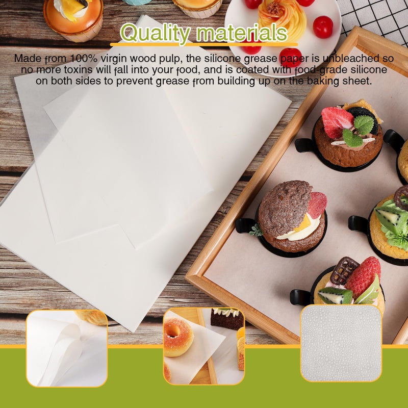 Coptiner 50 Sheets 20x30cm Baking Parchment Paper Greaseproof Cooking Sheets White Non-Stick Pre-Cut Liners Fit Oven Tray for Bread/Meat/Cookies - Image 3