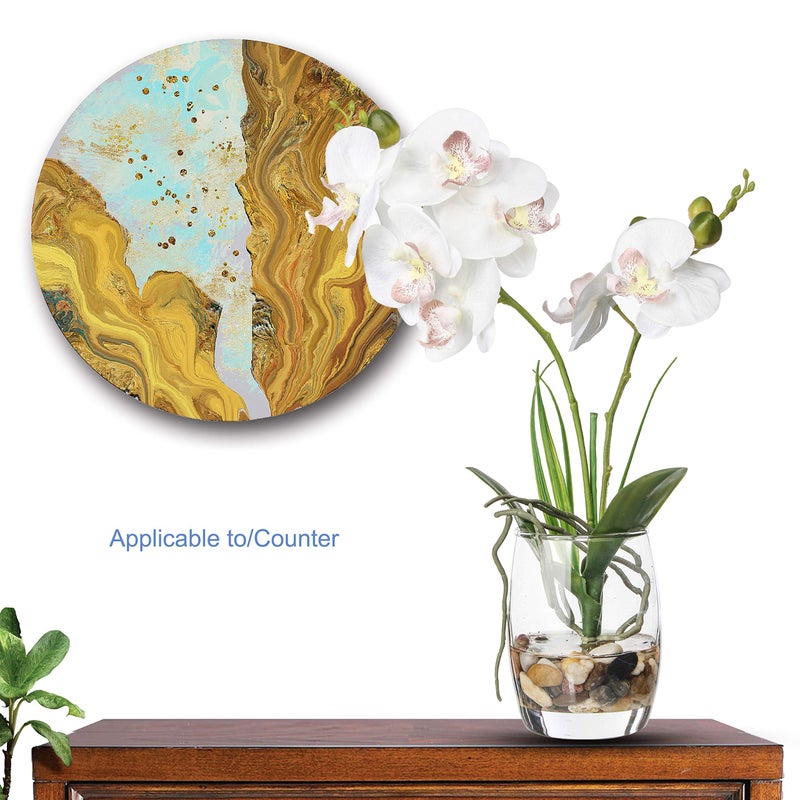 Jusdreen 1 Pcs Glass Vase Artificial Orchid Flower Bonsai Vivid Phalaenopsis Flowers Potting for Home Office D?cor Table Centerpiece Room Decorations 14.5 INCH (Glass Vase/White Orchid) - Image 4
