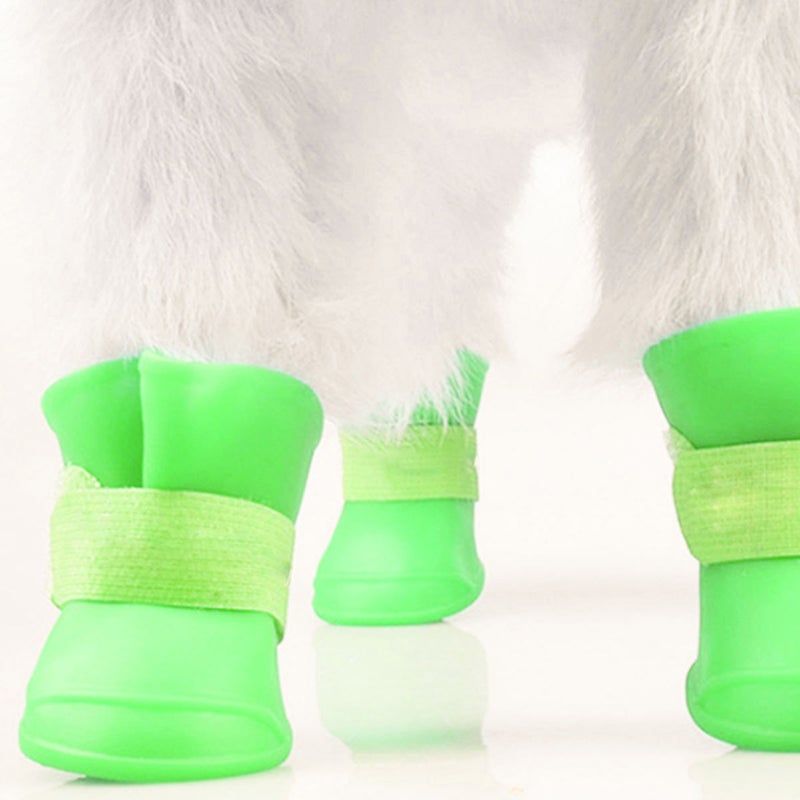 Little Pet Dog Puppy Anti- Rain Snow Boots Candy Colors Rubber Boots Shoes - Size (Green) - Image 5