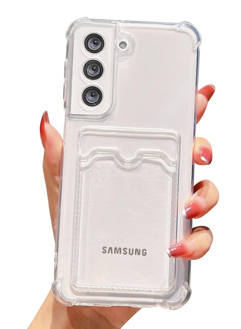 ten.tech TenTech Transparent cover with shockproof corners with card holder - card holder - heat-resistant polyurethane card holder for Samsung Galaxy S21 FE- transparent  - Image 1