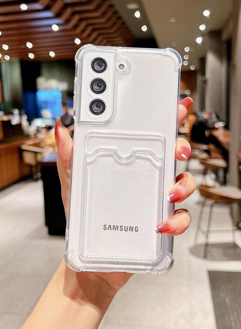 ten.tech TenTech Transparent cover with shockproof corners with card holder - card holder - heat-resistant polyurethane card holder for Samsung Galaxy S21 FE- transparent  - Image 2