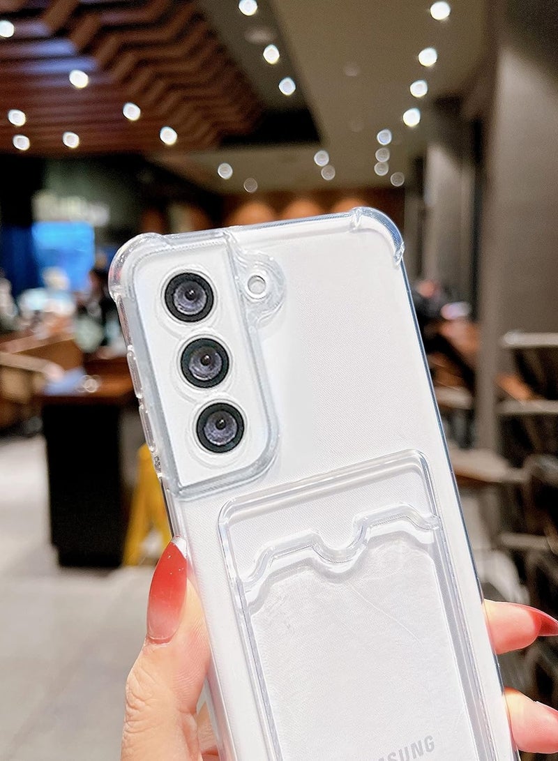 ten.tech TenTech Transparent cover with shockproof corners with card holder - card holder - heat-resistant polyurethane card holder for Samsung Galaxy S21 FE- transparent  - Image 3