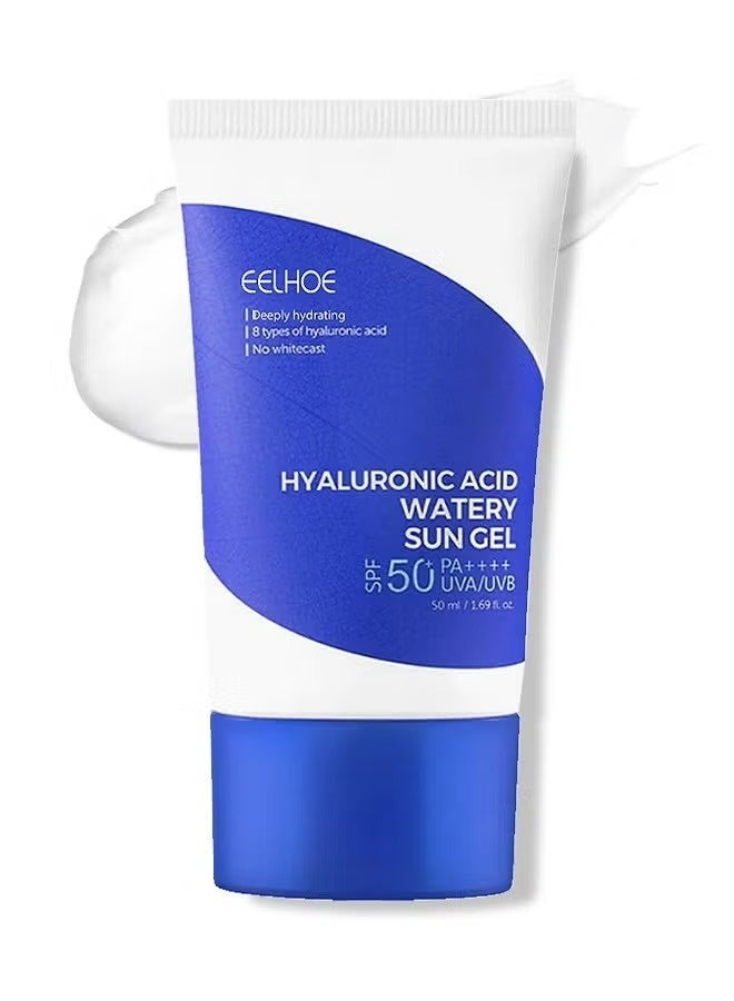 EELHOE Hyaluronic Acid Watery Sun Gel 50ML, Contain Chemical Sub Blocks SPF50+ PA++++ To Protect Skin From UV Rays, Can Blend Into The Skin Perfectly Under Makeup As Well - Image 2