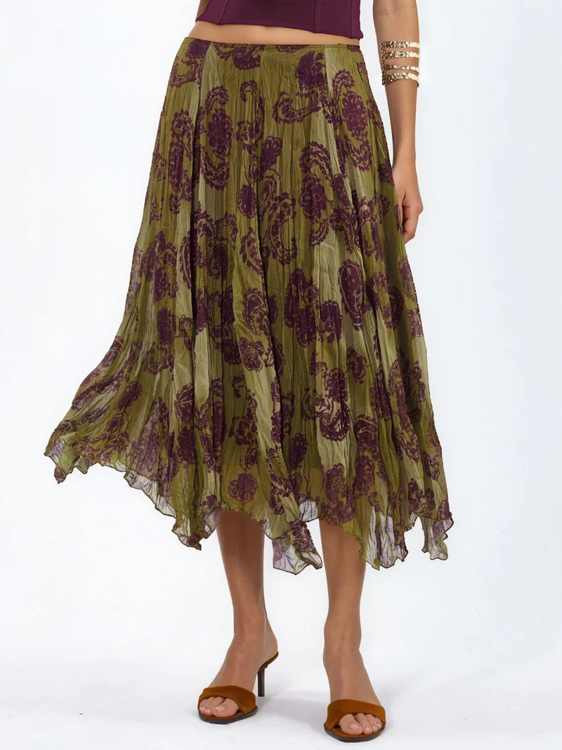 Busem BUSEM High-Waist Paisley Chiffon Maxi Skirt