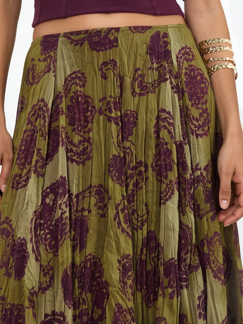 Busem BUSEM High-Waist Paisley Chiffon Maxi Skirt