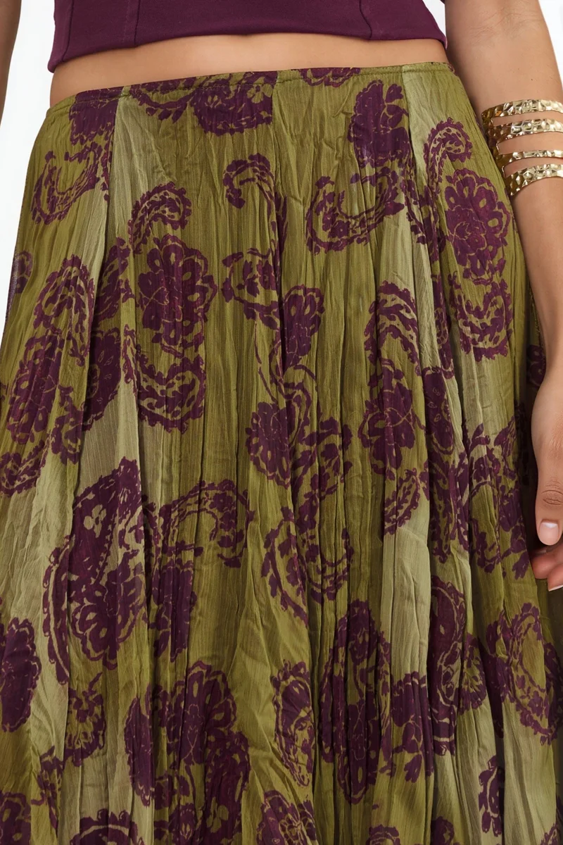 Busem BUSEM High-Waist Paisley Chiffon Maxi Skirt