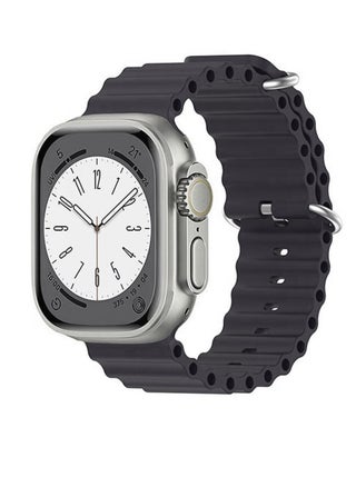 Silicone Hole Wavy Strap Compatible with Apple watch series 8 /7/6/5/4/3/2/1 Ultra Sizes 42/44/45/49 Midnight Grey - pzsku/Z038E2E9EA53059B5C3A0Z/45/_/1729698969/a5b05a1a-96e5-4ee4-9638-53630ede5d3b