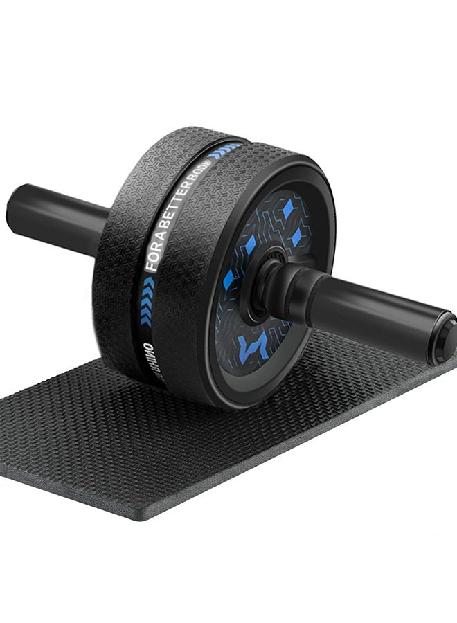 Upgraded Ab Roller Wheel 3.4in Widened - 490lbs Load Stainless Steel Core Trainer with NBR Foam Grip & Knee Pad for Men Women Home Gym (Blue) - Image 1