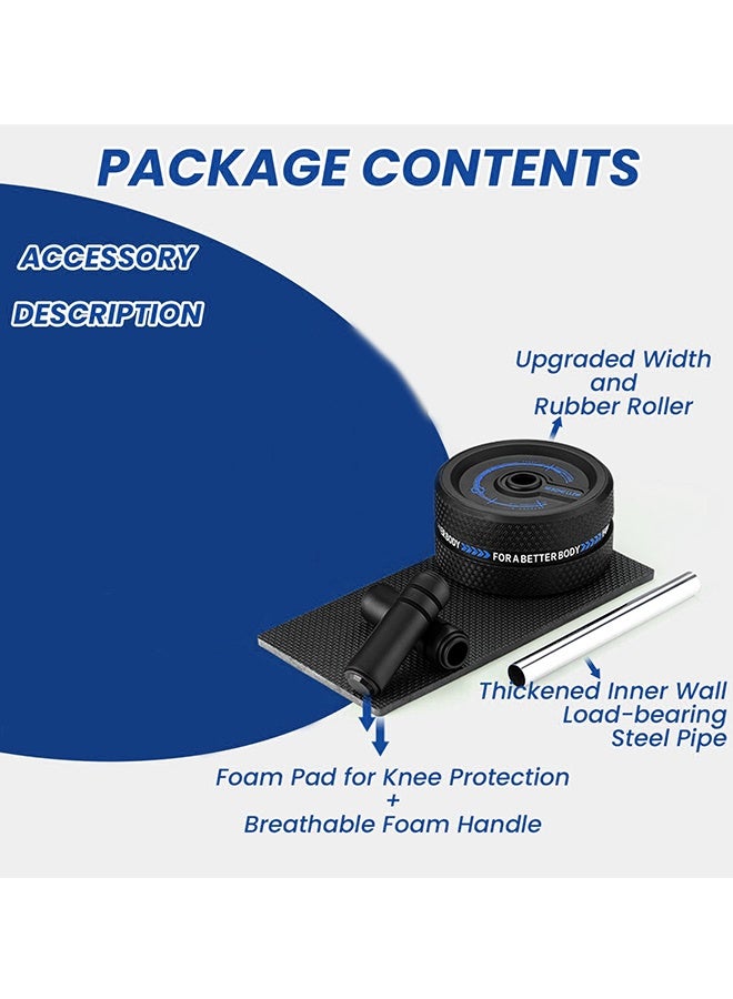 Upgraded Ab Roller Wheel 3.4in Widened - 490lbs Load Stainless Steel Core Trainer with NBR Foam Grip & Knee Pad for Men Women Home Gym (Blue) - Image 4