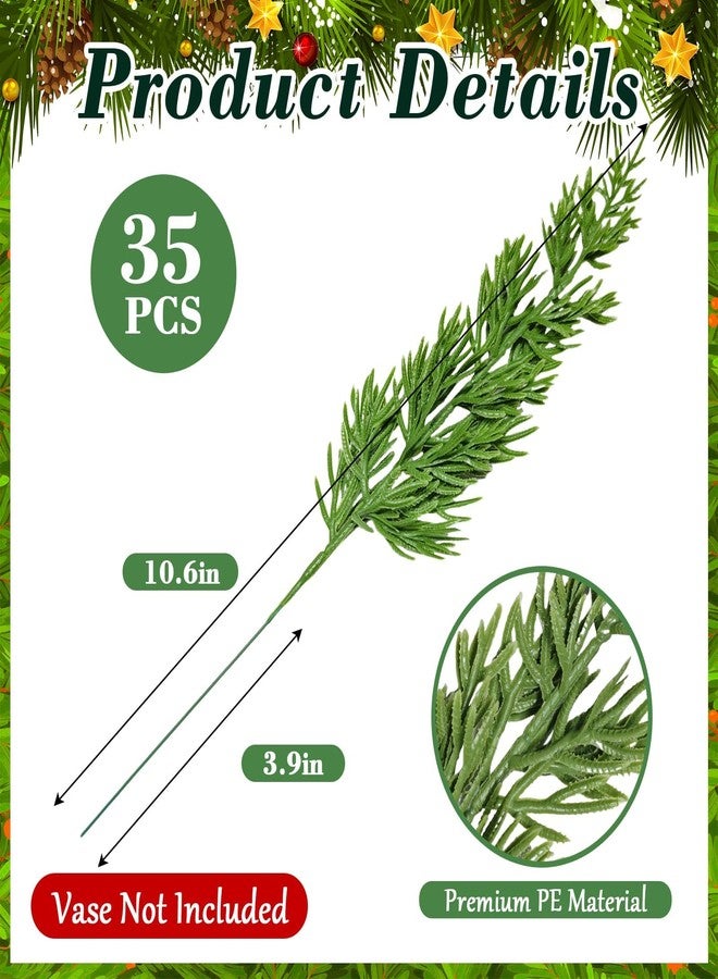 EverMerry 45 PCS Artificial Norfolk Pine Stems with Red Berries Decor, Christmas Greenery Branches for DIY Home, Office, Holiday Decor, Evergreen Cypress Plant for Indoor/Outdoor Floral Arrangements - Image 2