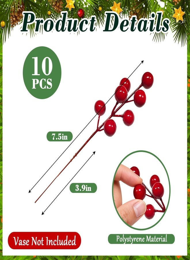 EverMerry 45 PCS Artificial Norfolk Pine Stems with Red Berries Decor, Christmas Greenery Branches for DIY Home, Office, Holiday Decor, Evergreen Cypress Plant for Indoor/Outdoor Floral Arrangements - Image 3