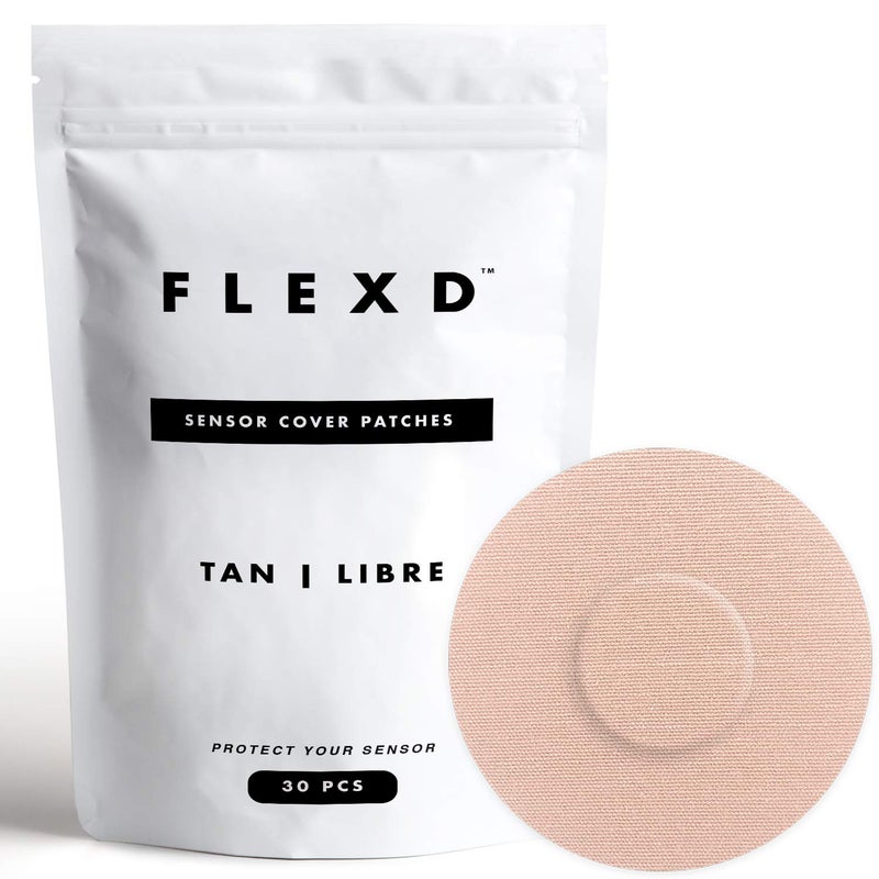 Flexd Libre 3 Sensor Covers Waterproof Freestyle Adhesive Patches Pack of 30 Round Tan