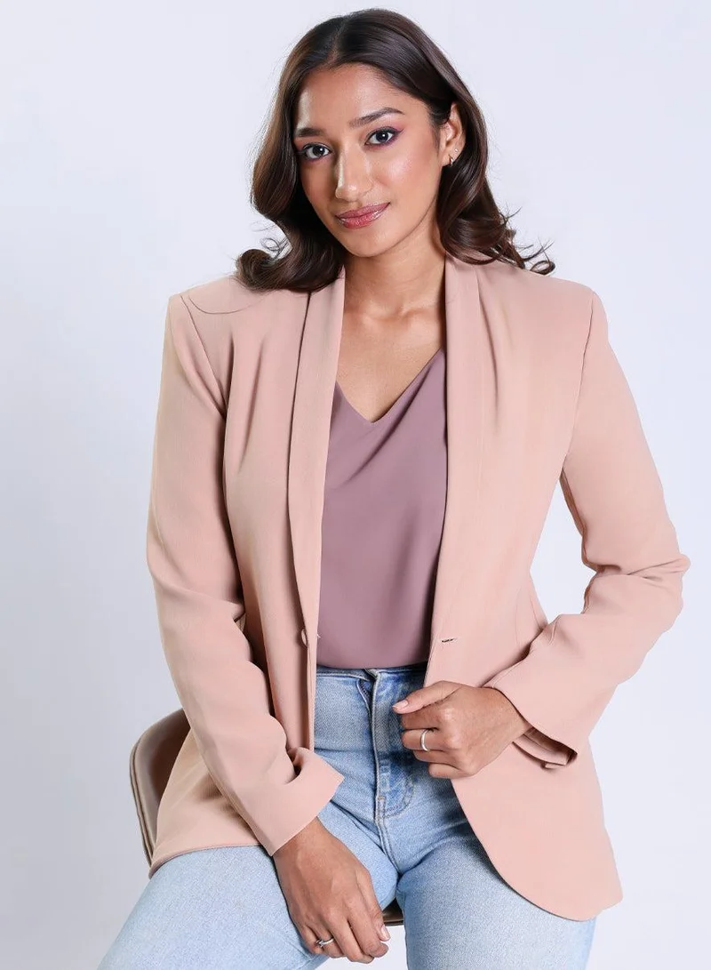 Zigzag Over Sized Formal Blazer- Brown