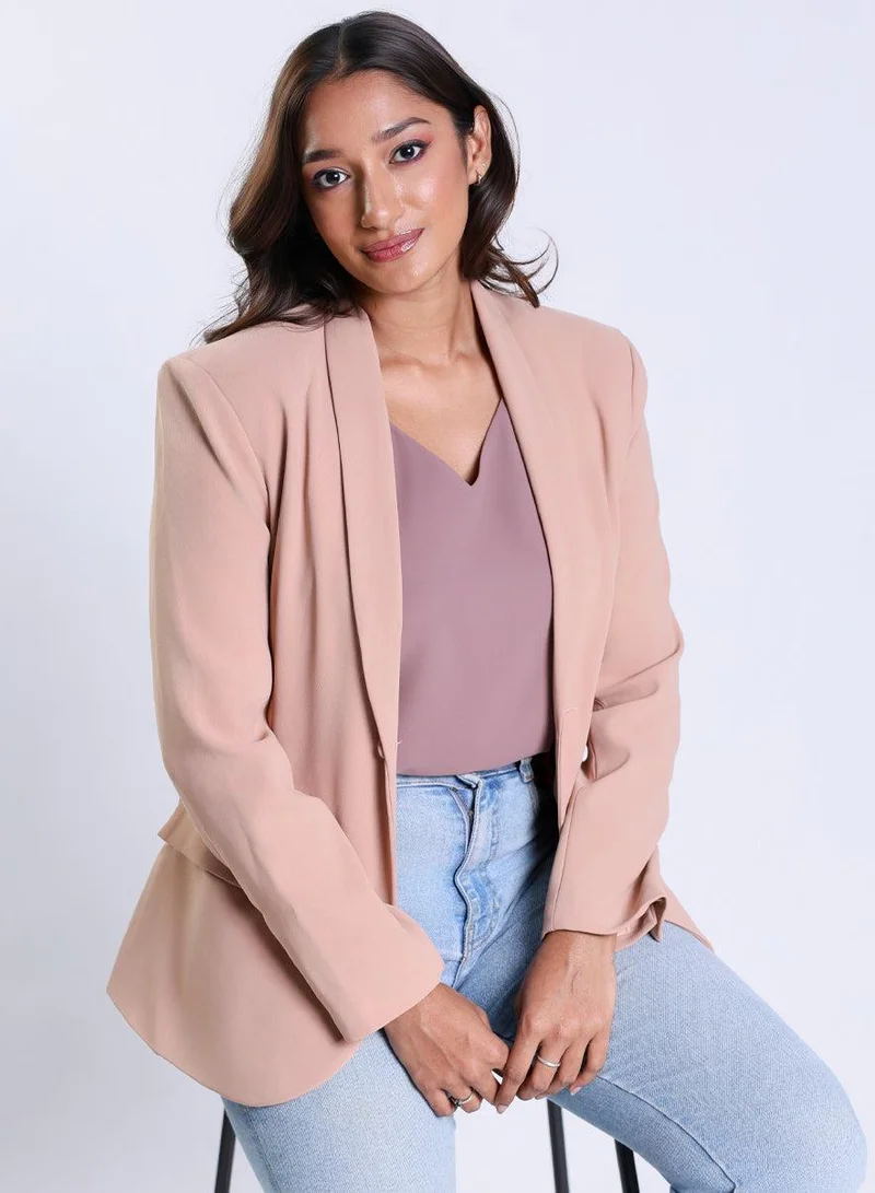 Zigzag  Over Sized Formal Blazer- Brown for Women | Best Price UAE