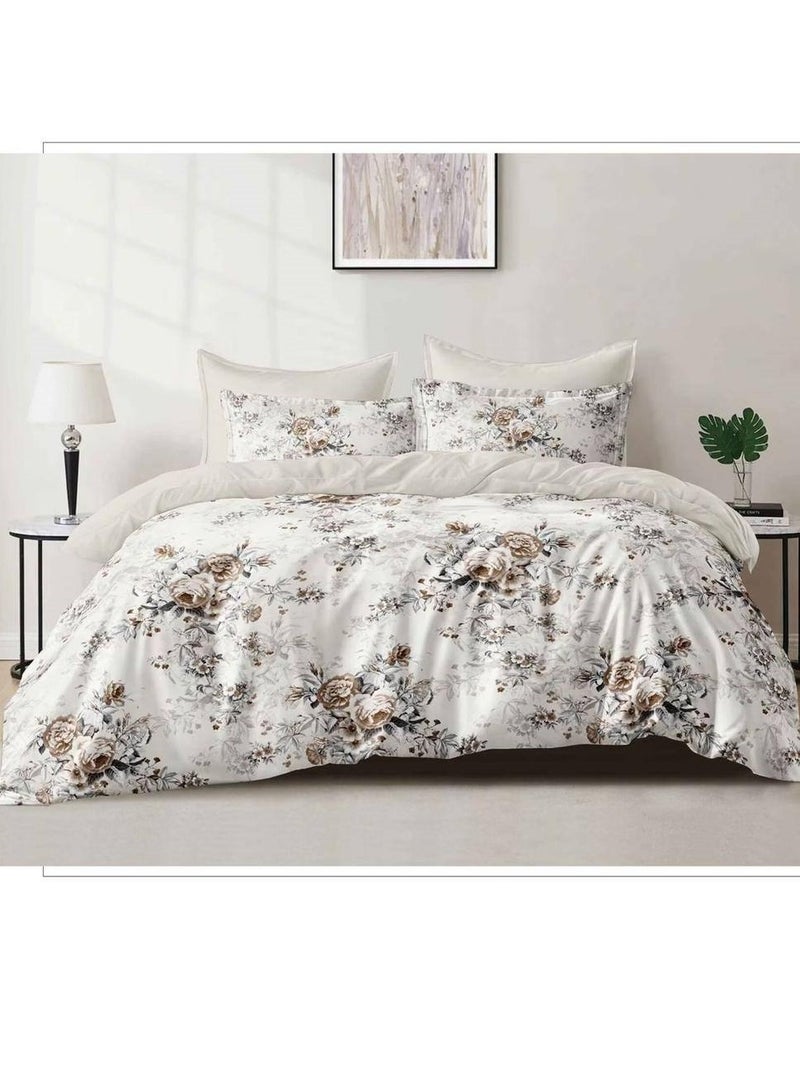 Flowers Multi Coloured Bedding Duvet Cover Set 100% Cotton 200 Thread Count Quilt Covers Double King Super King Bed Size 