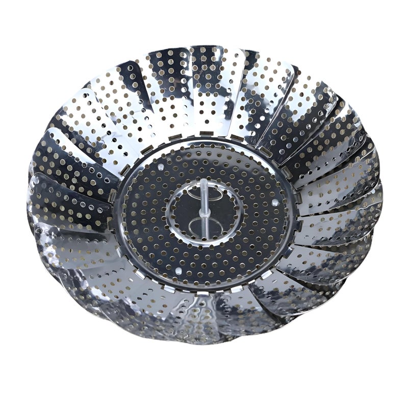 Multifunctional Stainless Steel Vegetable Steamer - Collapsible and Tilt-Open, Perfect for Healthy Dishes and Sautéed Veggies, Silver Shade (piece-1) - Image 1