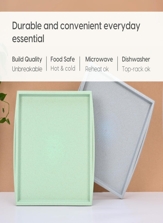 Eha Earth Friendly Square Trays for Serving Set of 2 | 11 Inch | Serving Tray Made with Coffee Husk & Rice Husk | Tray Set for Serving Tea/Coffee/Snacks | Azure-Cele - Image 3