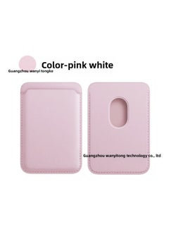 For Apple 14 Magsafe Leather Animation Card Bag For IPhone 13 Back Sticker Magnetic Card 12 Genuine Leather Card Holder-Color:Pink White-Applicable Model:Leather Strong Magnetic Card Bag + Animation Without LOGO