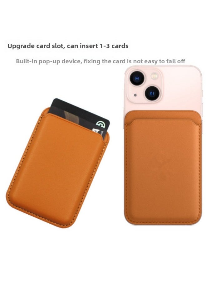 Generic - For Apple 14 Magsafe Leather Animation Card Bag For IPhone 13 Back Sticker Magnetic Card 12 Genuine Leather Card Holder-Color:Pink White-Applicable Model:Leather Strong Magnetic Card Bag + Animation Without LOGO - Image 1