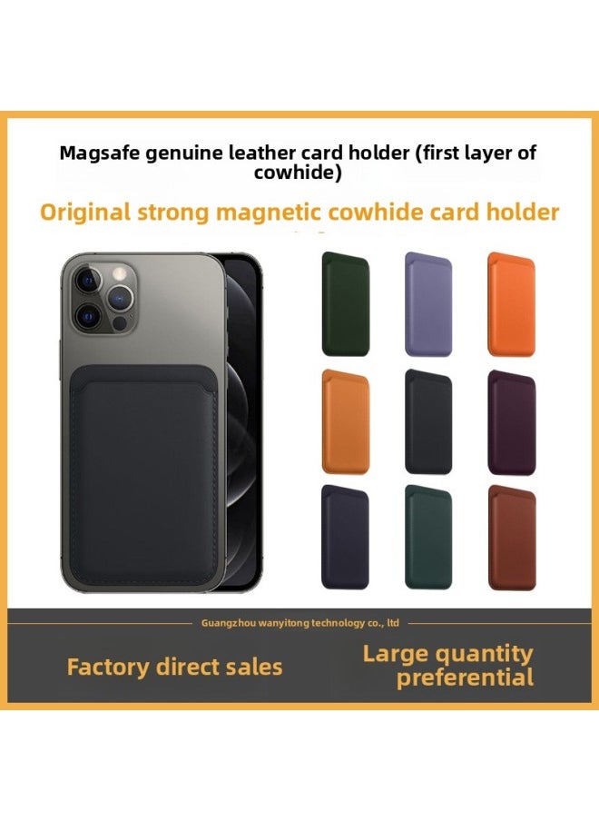 Generic - For Apple 14 Magsafe Leather Animation Card Bag For IPhone 13 Back Sticker Magnetic Card 12 Genuine Leather Card Holder-Color:Pink White-Applicable Model:Leather Strong Magnetic Card Bag + Animation Without LOGO - Image 1