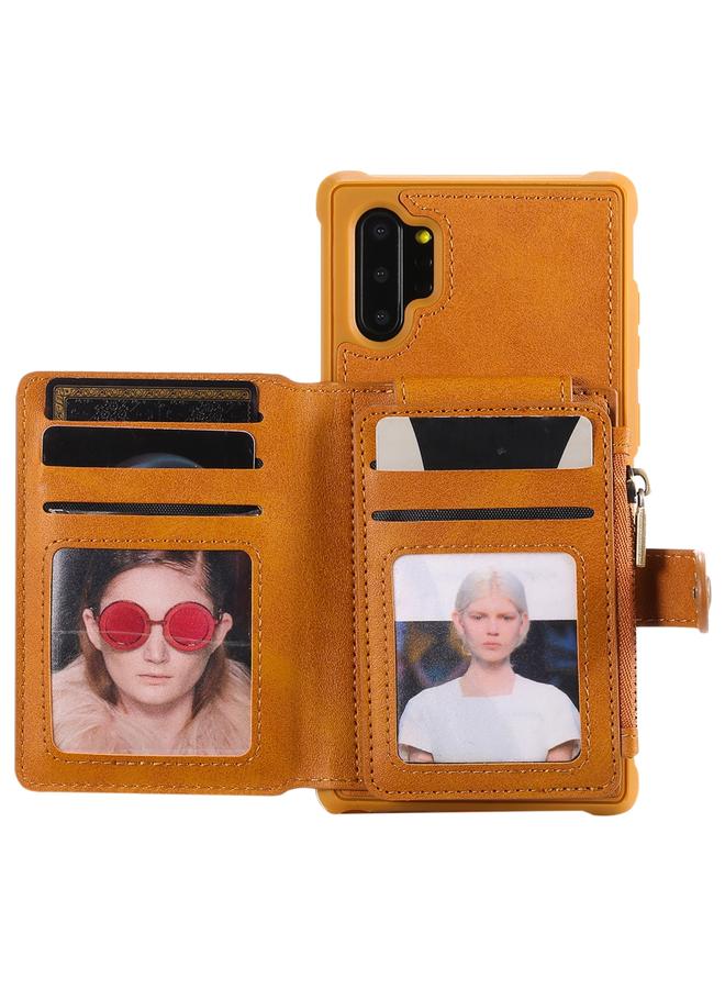 S-TOP Case For Galaxy Note 10 Plus Zipper Shockproof Protective Case with Card Slots & Bracket & Photo Holder & Wallet Function - Image 4