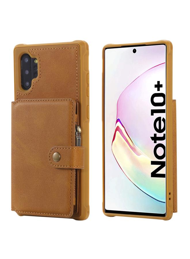 S-TOP Case For Galaxy Note 10 Plus Zipper Shockproof Protective Case with Card Slots & Bracket & Photo Holder & Wallet Function - Image 1