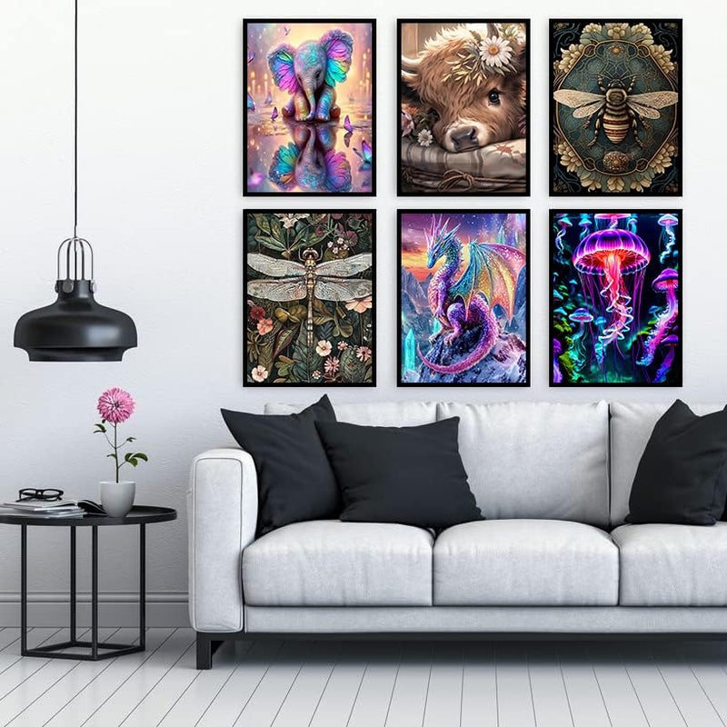 Meothan Multipack Diamond Art Kits for Adults, 12 Pack Animals Diamond Painting Kits for Adults, 5D DIY Round Dimond Gem Art Packs of 12, Home Decor Gift 12x16inch - Image 4