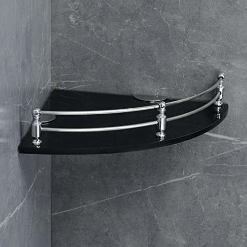 FORTUNE Glass Corner Shelf/Bathroom Shelf/Multipurpose Shelf/Living Room Corner Shelf/Wall Mount Bathroom Shelves (Black) (9 x 9 Inch) - (Pack of 3) - Image 5