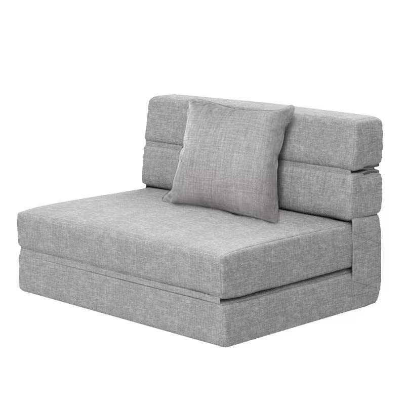 ANONER ANONER Folding Sleeper Chair Sofa Bed Lazy Couch with Pillow Twin Size Light Gray 