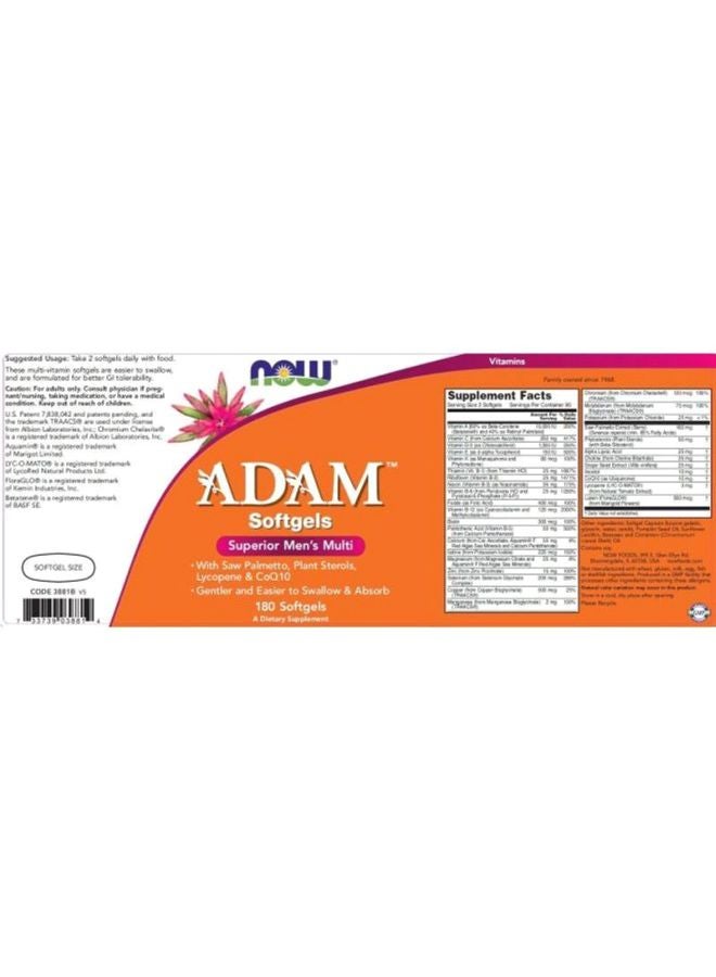 ناو فودز ADAM فيتامينات متعددة - 180 كبسولة هلامية - Image 3