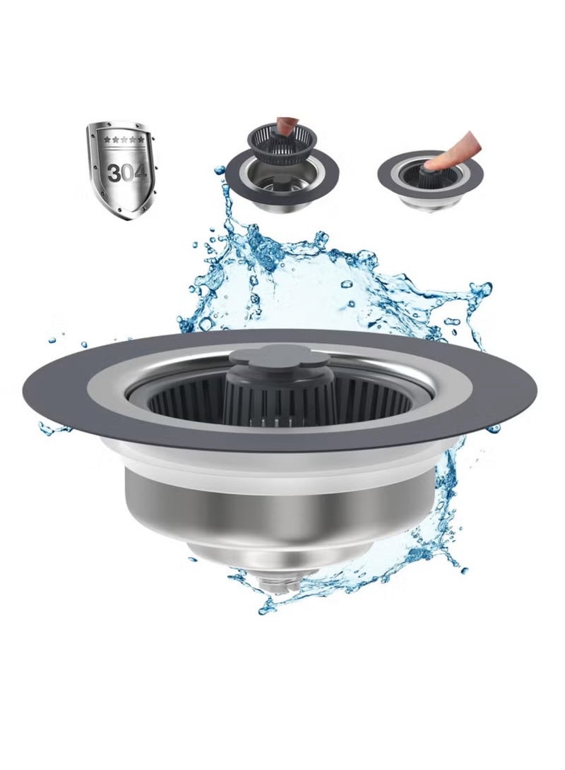 مصفاة حوض المطبخ 3 في 1، سدادة حوض المطبخ المنبثقة، مصفاة لحوض المطبخ، فلتر تصريف حوض المطبخ للمطبخ - Image 1