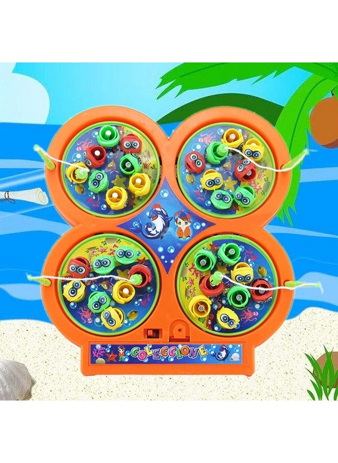 vGRASSP - Musical Fish Catching Game Toy Set With 4 Rotating Fish Ponds On Board | Includes 32 Fishes And 4 Magnetic Fishing Poles | 1-4 Players Game | Durable Gift For Kids - Multicolor - Image 1