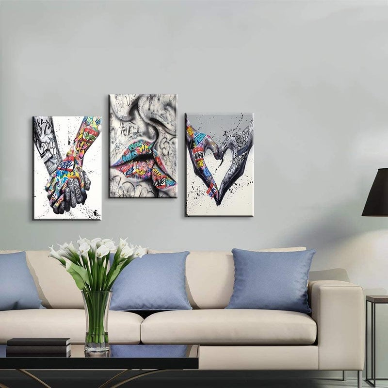 Mistyefly 3 Piece Graffiti Art Wall Decor Pop Canvas Colorful Paintings for Street Bedroom (12''Wx16''Hx3PCS) - Image 3