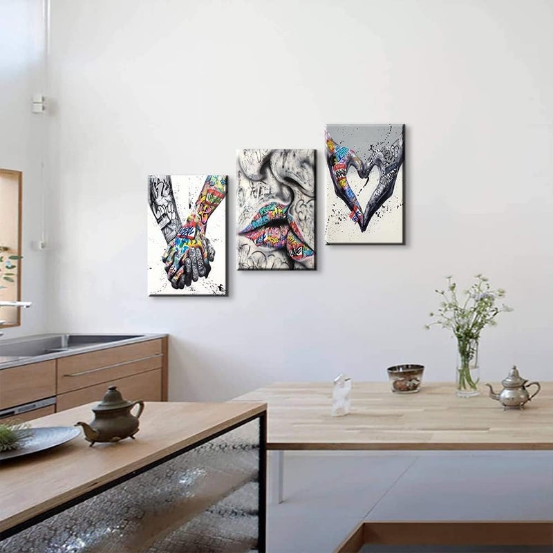 Mistyefly 3 Piece Graffiti Art Wall Decor Pop Canvas Colorful Paintings for Street Bedroom (12''Wx16''Hx3PCS) - Image 2