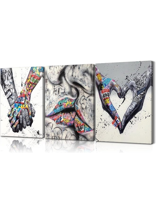 Mistyefly 3 Piece Graffiti Art Wall Decor Pop Canvas Colorful Paintings for Street Bedroom (12''Wx16''Hx3PCS) - Image 1