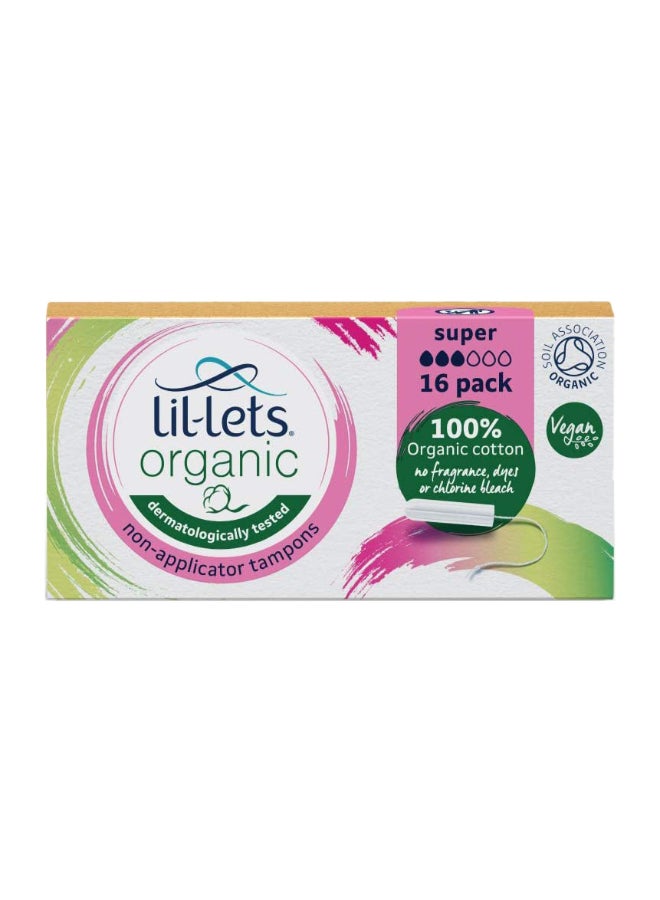 Lil-Lets Organic Cotton Non-Applicator Tampons Super 16 Pcs - Image 2
