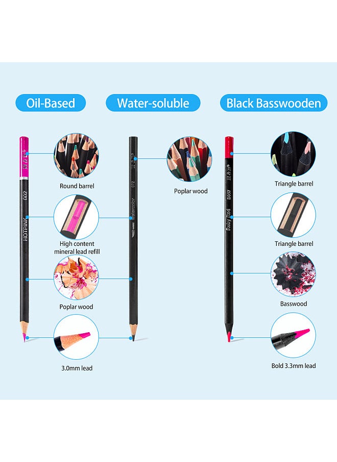 H&B 72 Oil-Based Colored Pencils Pre-Sharpened 3mm Lead Wide Spectrum Vibrant Colors with 1 Coloring Pen for Sketching Drawing Coloring Books and Artistic Creations Ideal  - Image 4