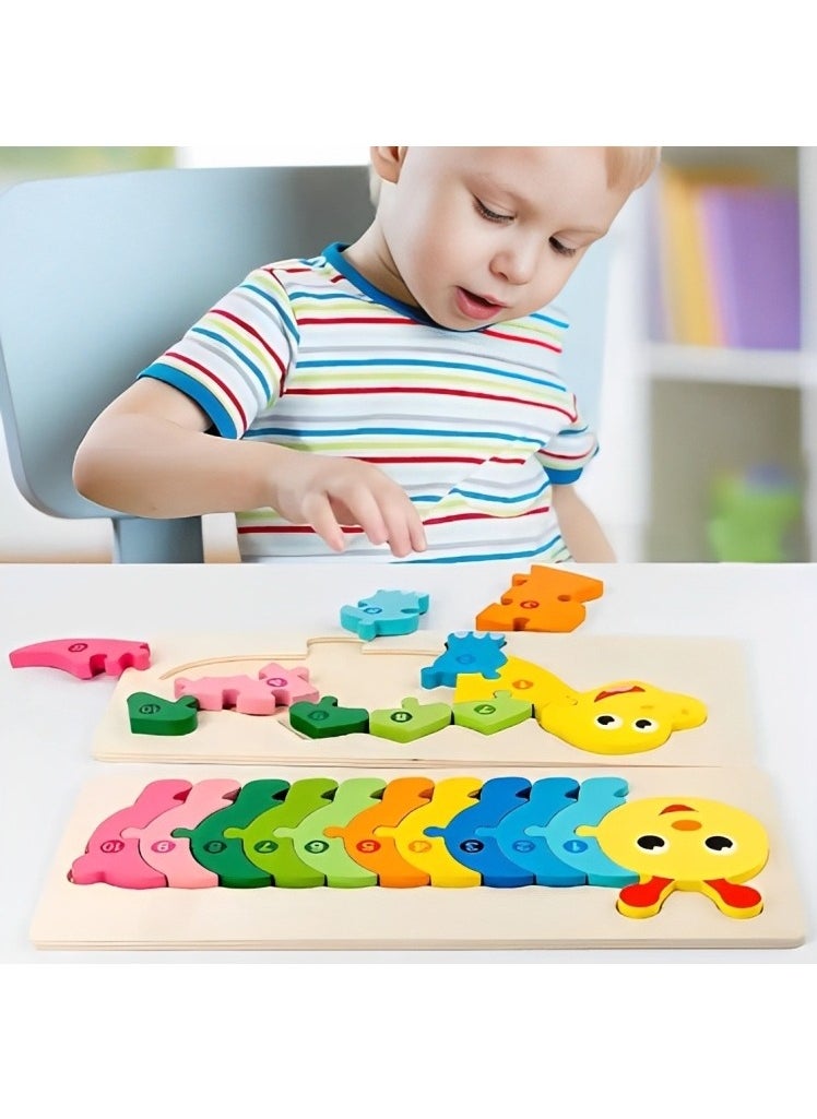 Generic - Wooden 3D Puzzles Sensory Cognition, Teacher Parents Early Learning Support Tools, Attractive Colors and Patterns, Montessori Fine Motor Skill Development Toys, Ideal Kids Gift (Insect Shape) - Image 1