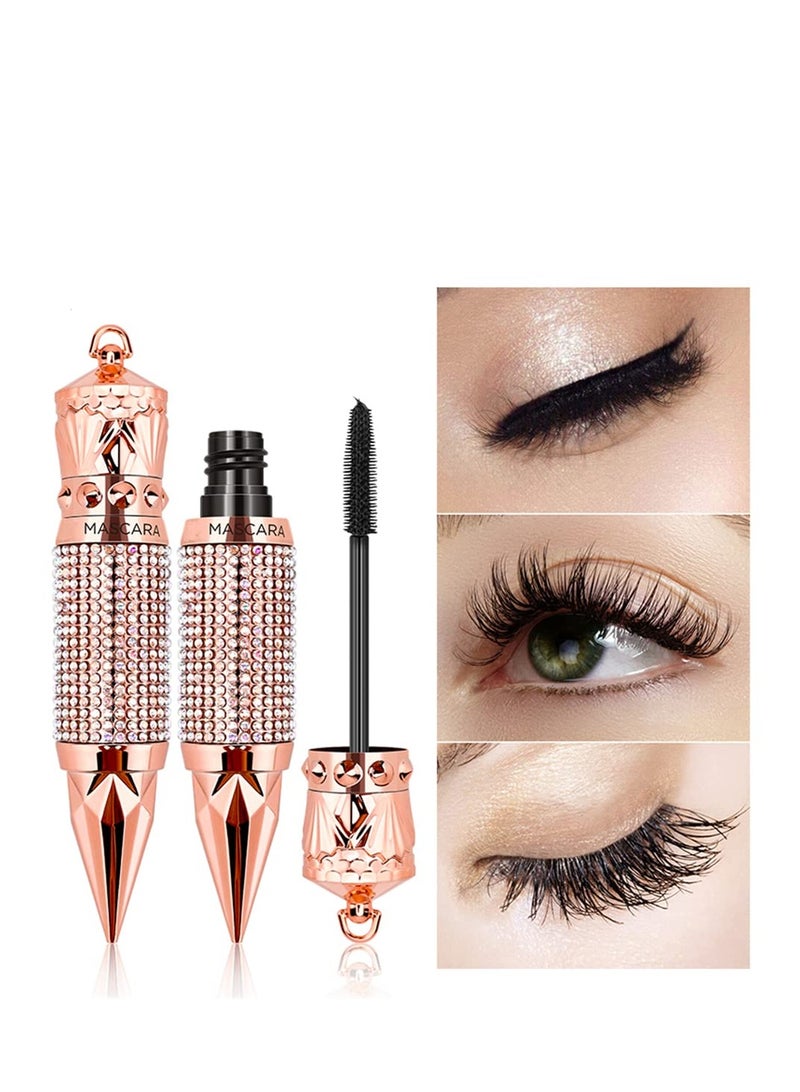 SYOSI Eyelash Mascara Waterproof & Long Lasting, 4D silk Fiber Lash Mascara Volume and Length Eye Makeup Sparkling Diamond Mascara - Image 3