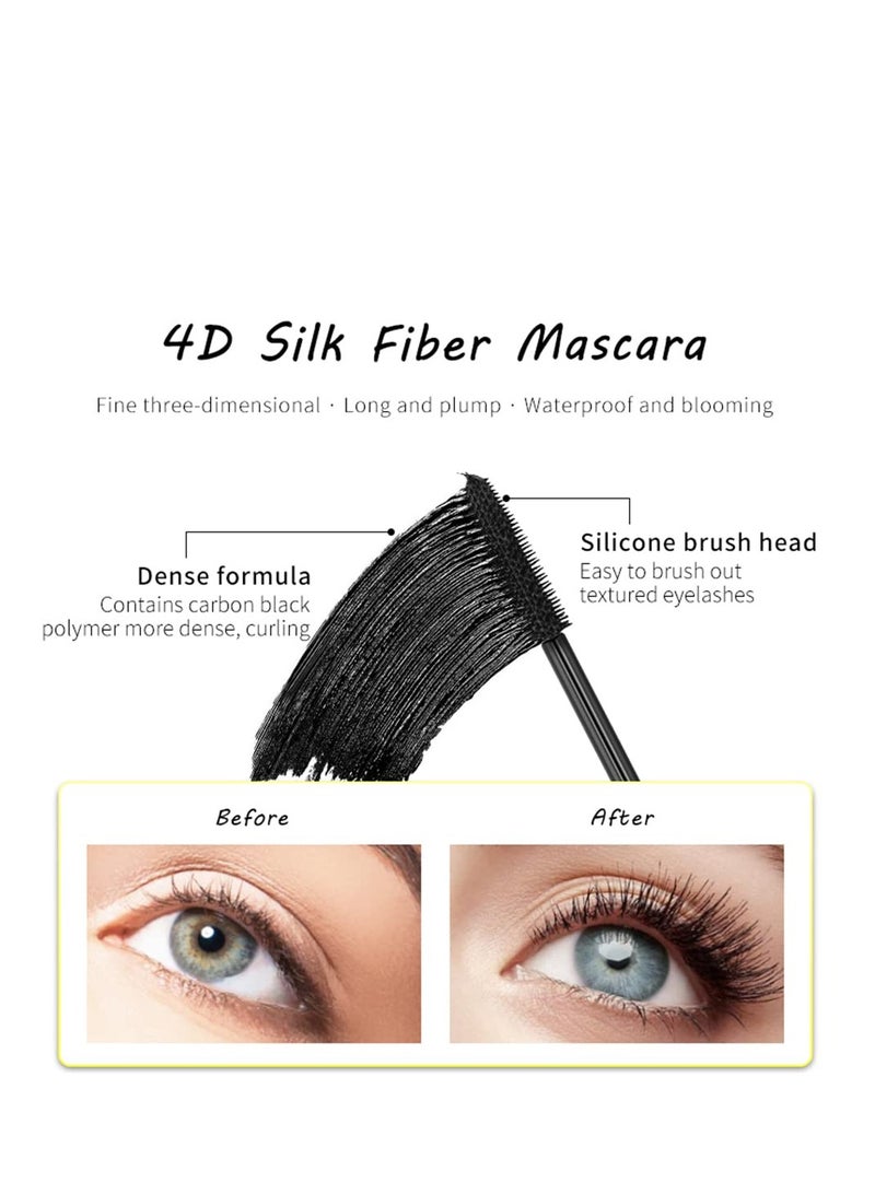 SYOSI Eyelash Mascara Waterproof & Long Lasting, 4D silk Fiber Lash Mascara Volume and Length Eye Makeup Sparkling Diamond Mascara - Image 4
