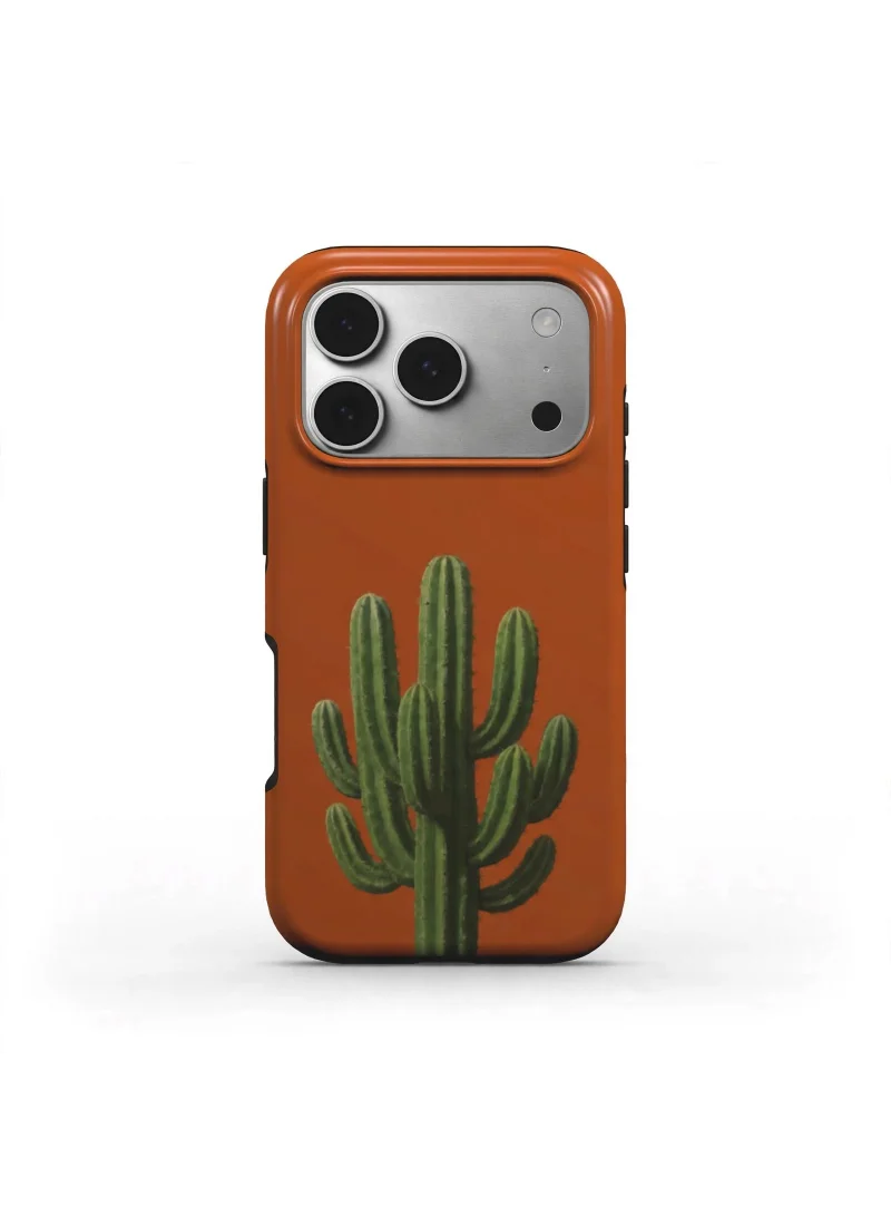 Mobcos iPhone 18 Pro Max Desert Cactus Premium Case Compatible with Hybrid Dual-Layer Hard Shell + Silicone Protection - Scratch-Resistant Shockproof Mobile Cover