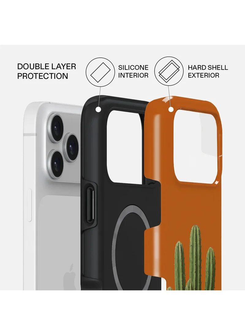 Mobcos iPhone 18 Pro Max Desert Cactus Premium Case Compatible with Hybrid Dual-Layer Hard Shell + Silicone Protection - Scratch-Resistant Shockproof Mobile Cover