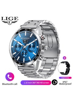 LIGE New HD TFT Screen Smart Watches for Men's Business Bluetooth Call Sleep Sports Heart Rate Blood Pressure Fitness Tracker Waterproof Multi-function Steel Silver  - Image 1
