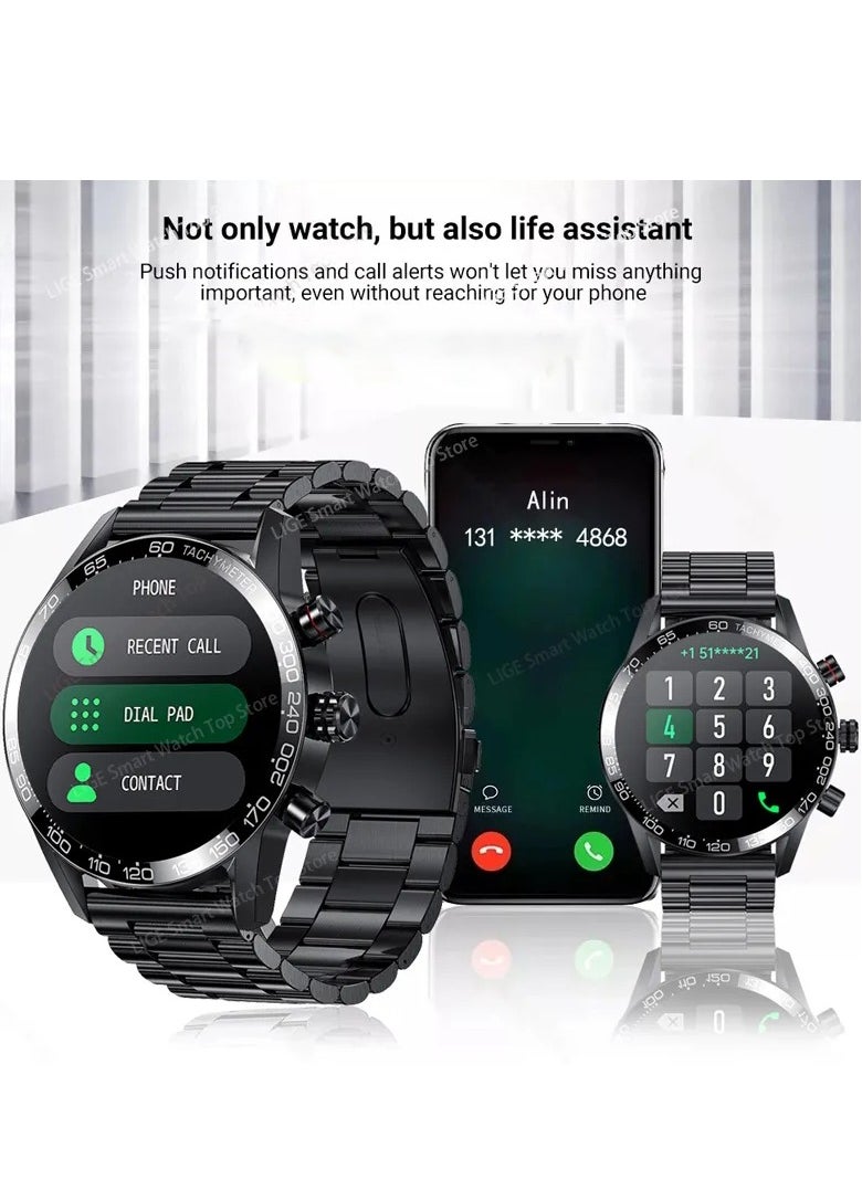 LIGE New HD TFT Screen Smart Watches for Men's Business Bluetooth Call Sleep Sports Heart Rate Blood Pressure Fitness Tracker Waterproof Multi-function Steel Silver  - Image 5