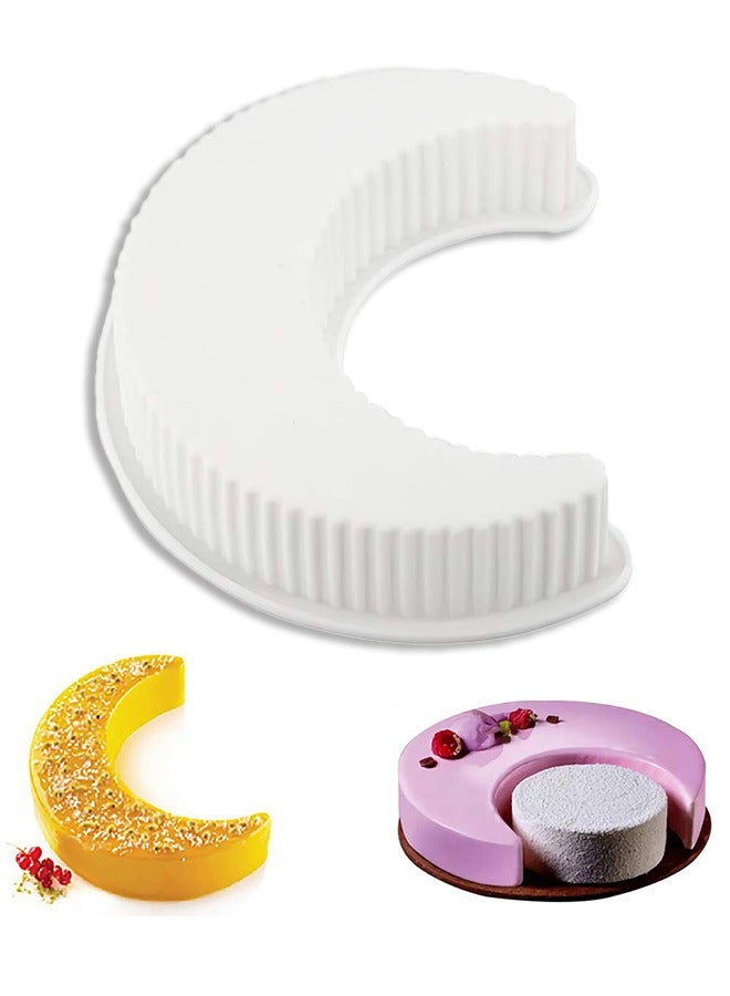 3D Moon Shape Silicone Cake Mold, Crescent Moonlight Sonata Mousse Cake Pan Bread Pizza Baking Mold Kitchen Bakeware Tools - Image 1