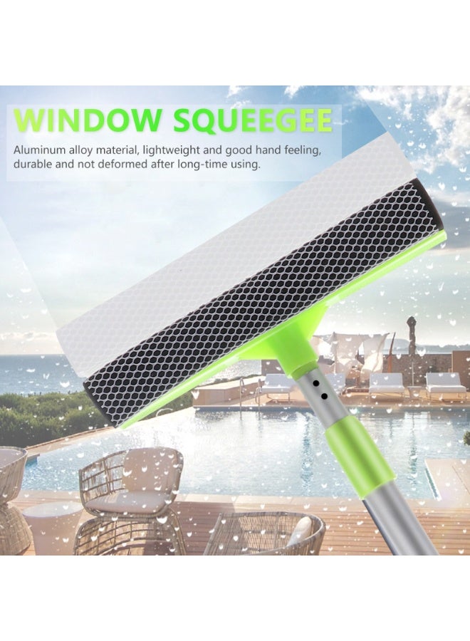2-in-1 Telescopic Window Squeegee – Double-Sided Glass Cleaner with Long Aluminum Handle – Microfiber Scrubber & Wiper for Windows, Showers, Mirrors, Glass Doors - Image 4