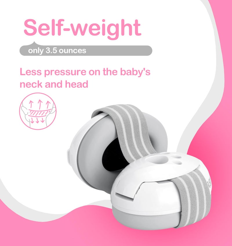Hocazor HZ001 Baby Hearing Protection - CE & CPC Certified for Babies up to 36 Months - with Replacement Headband Baby Earmuffs Ear Protection for Airplane, Firework Show - White - Image 4
